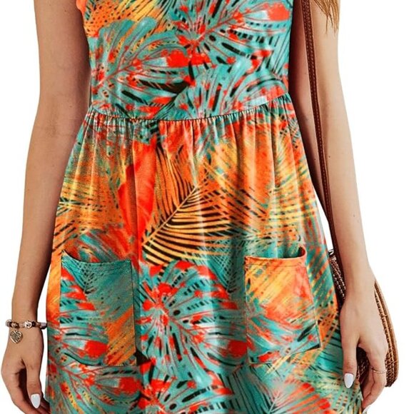 Summer Sleeveless Casual Dress with Pockets for Women Beach Vacation S-3XL - Picture 2 of 4